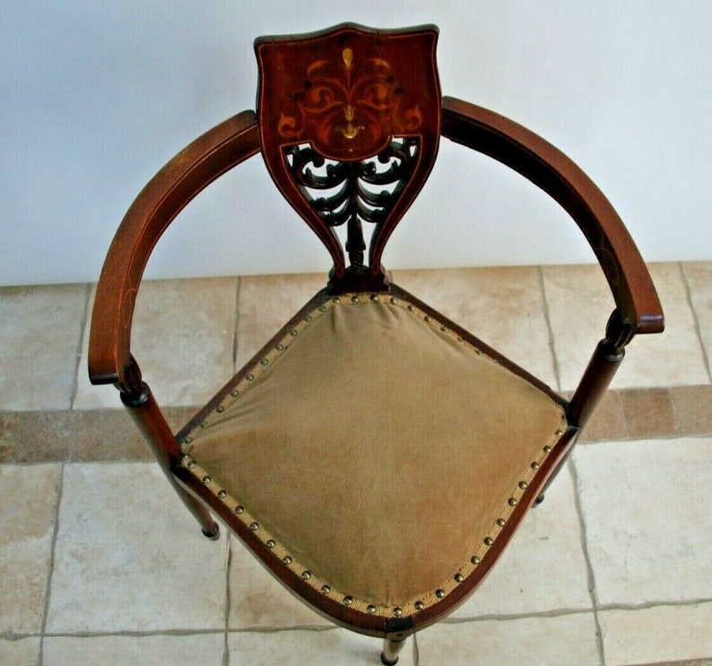 Antique French corner chair Hand Carved back with Etsy