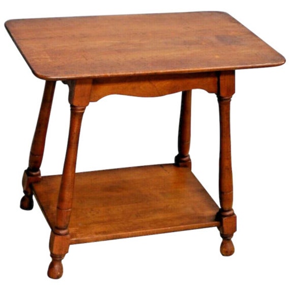 Living Room Furniture Antique Round Maple two Tier End Table Side Table