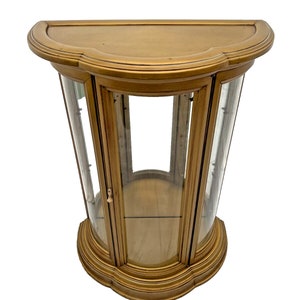 Vintage Butler China cabinet Curio Display Lighted Glass Door Curved Demilune