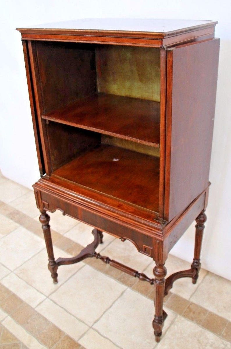 Vintage linen Cabinet pantry closet mahogany inlays two doors | Etsy