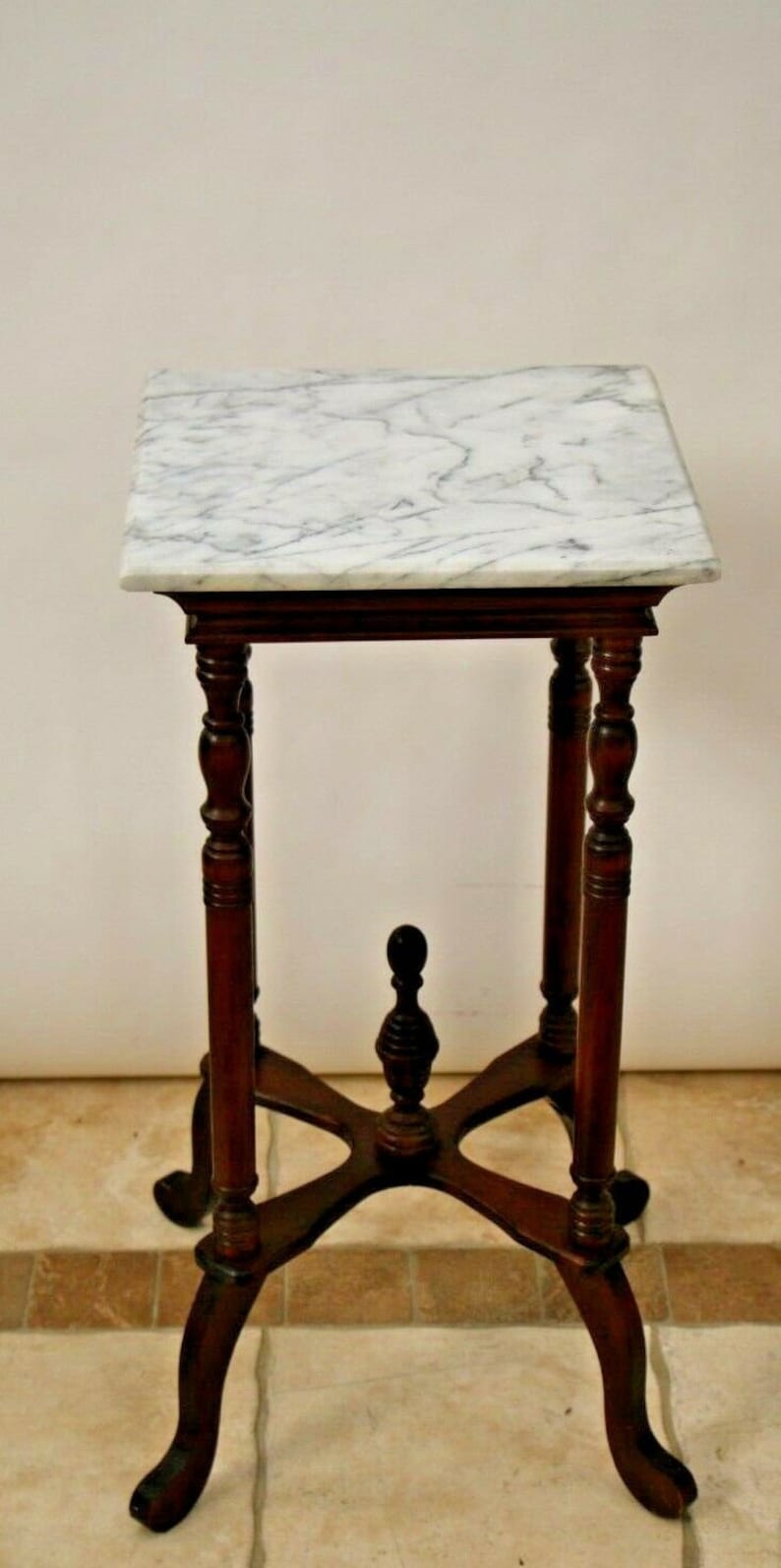Vintage Marble top plant stand Victorian Style table Etsy