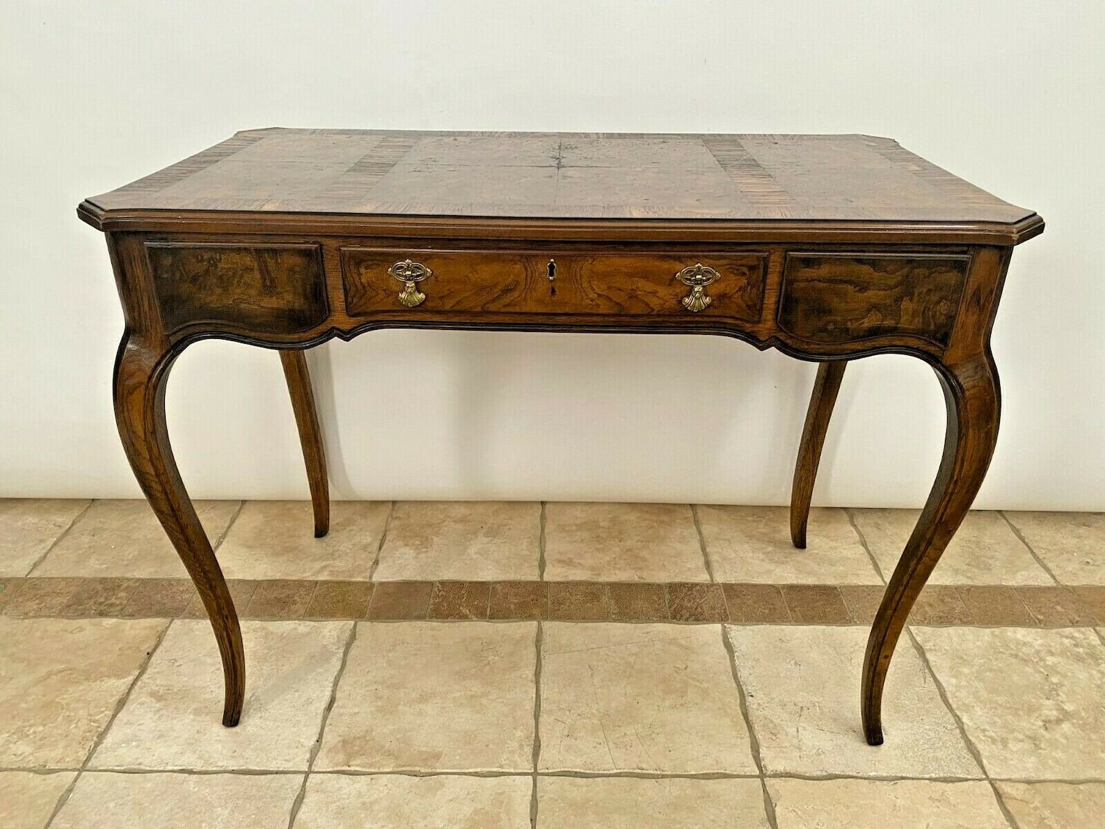 Vintage Drexel French Writing Desk Vanity Center Drawer Burl Etsy