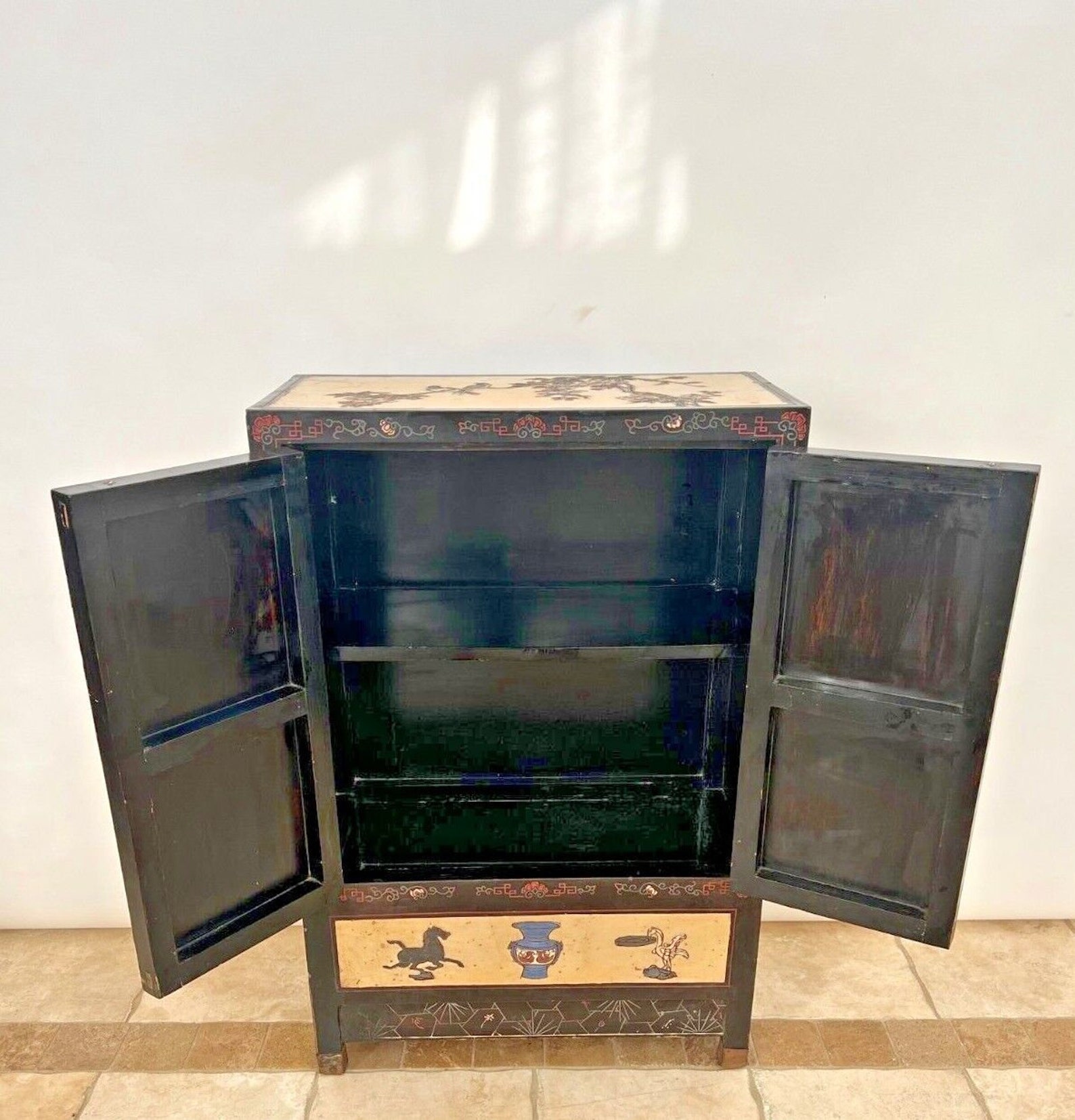 Mid Century Chinese Console Double Doors Interior Etsy