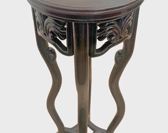 Vintage Mahogany Plant Stand Pedestal Prunus Root Carved Tall Jardinière Table 1A