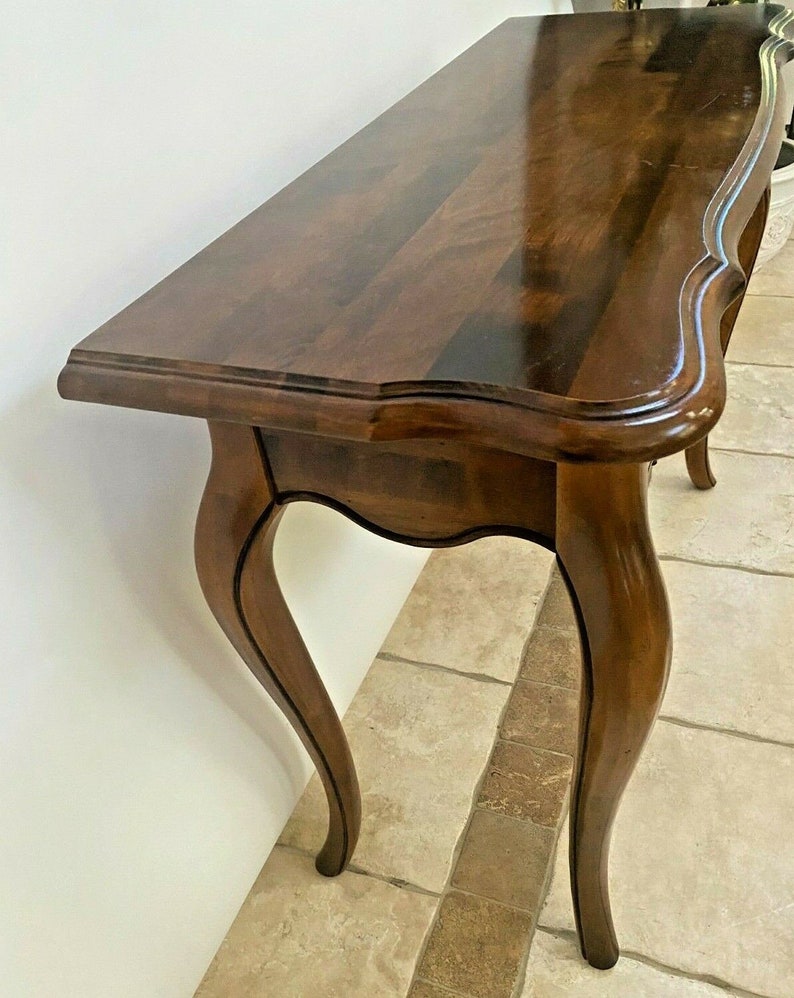 Ethan Allen Console Sofa Table Solid Walnut Single Drawer Etsy