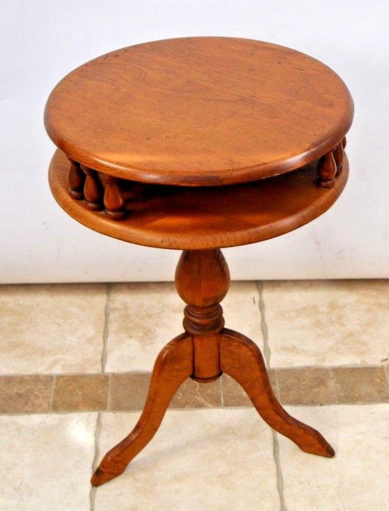Antique Round Maple two Tier End Table Side Table Pedestal Etsy