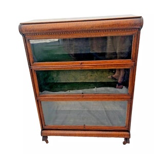 Antique Sectional Bookcase Lawyer Barrister Storage Case American Empire Tiger Oak