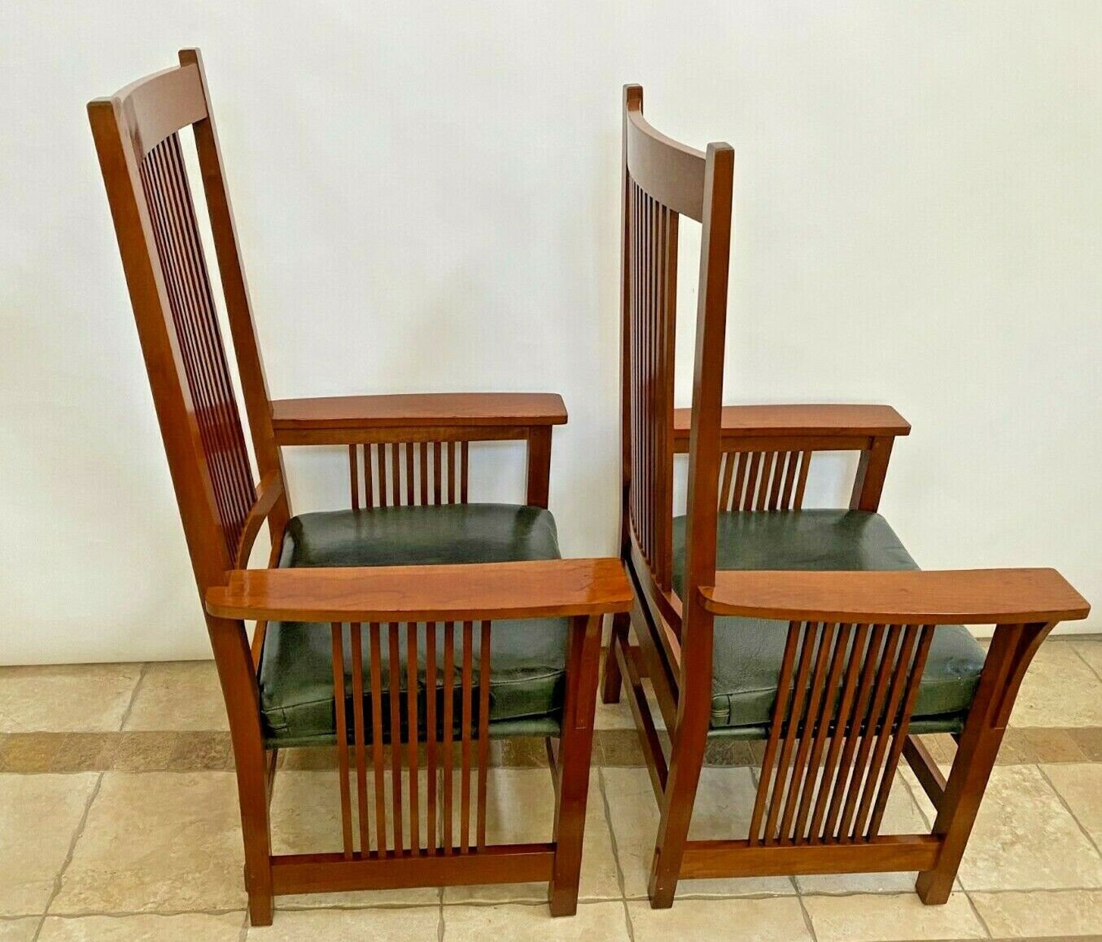 Stickley Pair Spindle Captains Arm Chairs Mission Collection Etsy