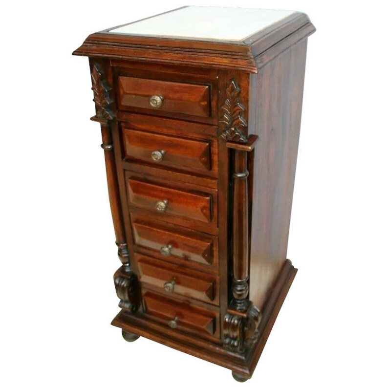 Antique Chest Mahogany Lingerie Dresser Six Drawers Carved Etsy