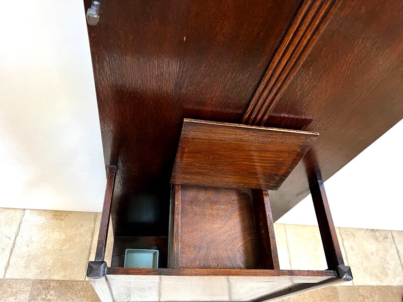 Art Deco Hall Tree Mirror Dark Oak Glove Box Umbrella Stand Etsy