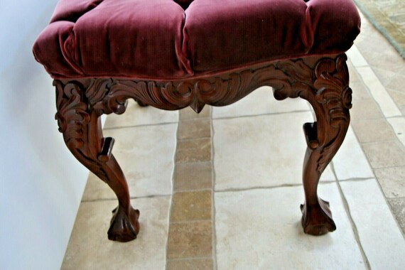 Victorian Vanity Sofa Bench Window Bedroom Lounge Tufted Velvet Ball Claw Legs