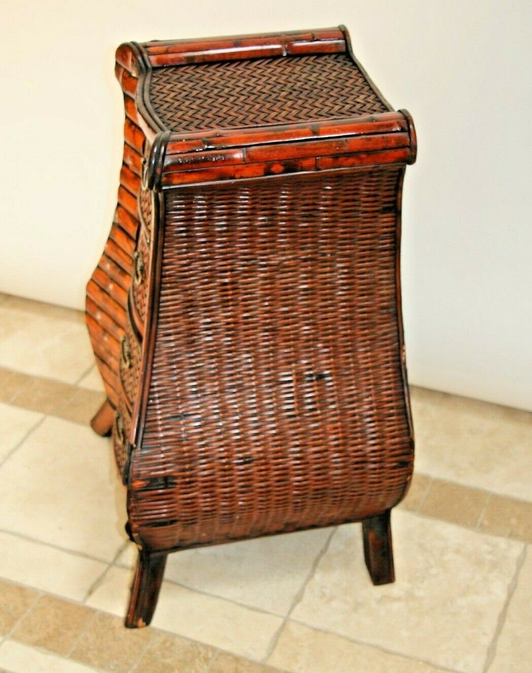 Vintage Tall Bamboo dresser chest lamp table bombay nightstand Etsy