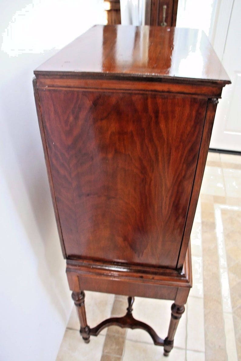 Vintage linen pantry closet mahogany inlays two doors Etsy