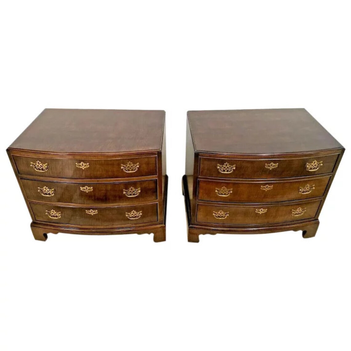 Vintage PAIR of Henredon Nightstands Banded Mahogany Side Etsy