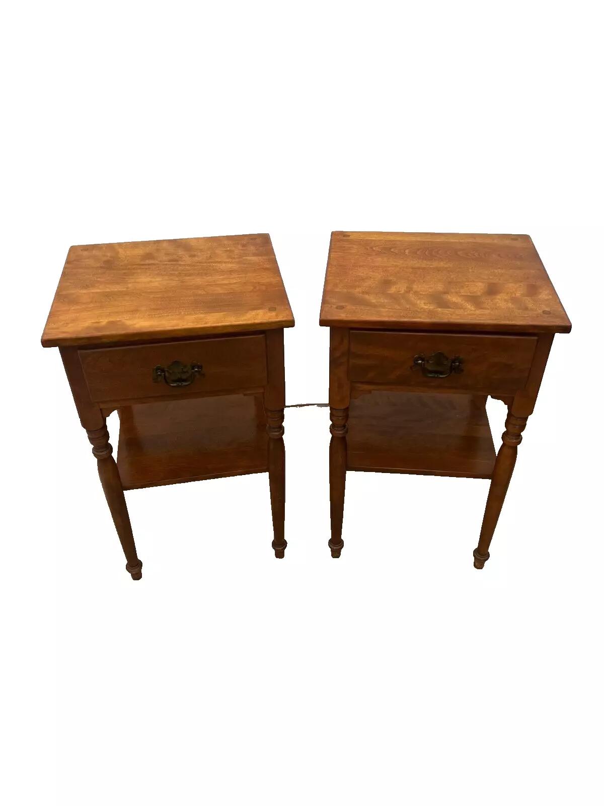 Ethan Allen Baumritter Side Tables Nightstands Solid Maple Drawer