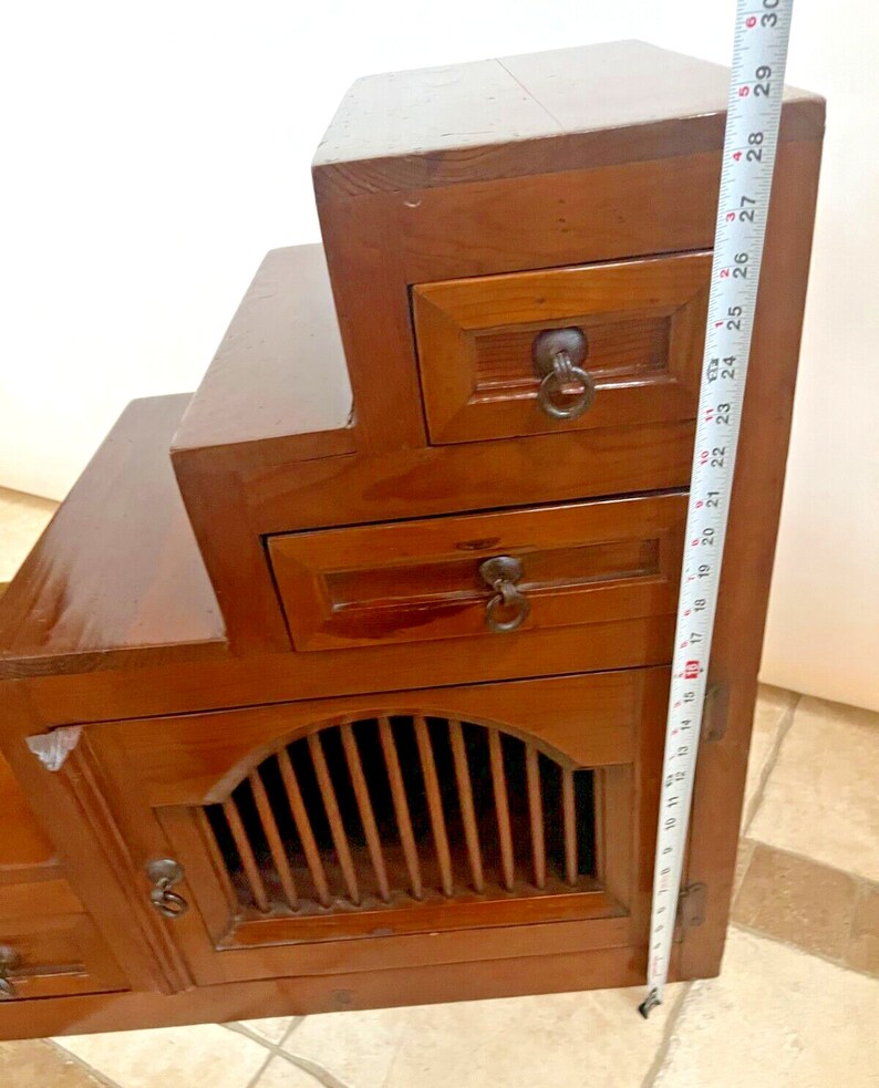 Vintage Tansu Chest Japanese Style Stair Step Three Etsy