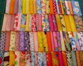 HTF OOP 78 Bright mixed prints yellow pink blue purple orange rotary cut charm pack 4 quot squares 100 cotton fabric quilt