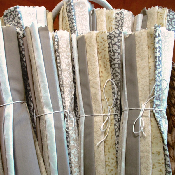 Vintage cotton quilt quilting Fabric Scrap Bundle 1/16 of 10 Prints Neutral color beige ecru