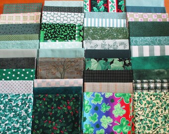 40 Fat quarters in shade of Green  tone  Vintage Fabric cotton quilts bundle pack stash builder lot B