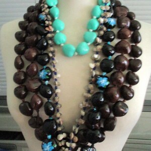 Necklace  Turquoise glass beads with Monkey Pod Wood Clasp – Hawaiian  Import Authentic Gifts