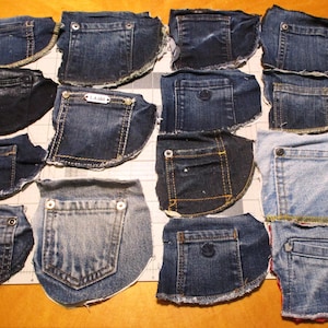 15 mini Jeans coins watch Pockets Processed denim - recycled denim fabric
