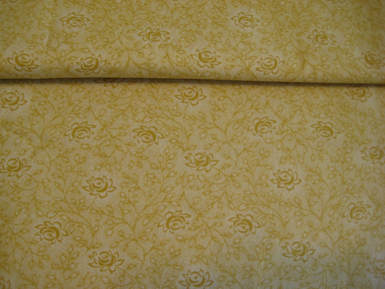 A FABULOUS Yellow golden tonal tone on tone roses floral by the yard quilting fabric cotton by the yard