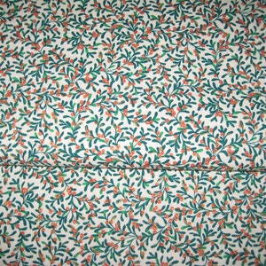 Christmas Holly Calico Fabric: Green & Red Berries - OOP Quilter Cotton By The Yard