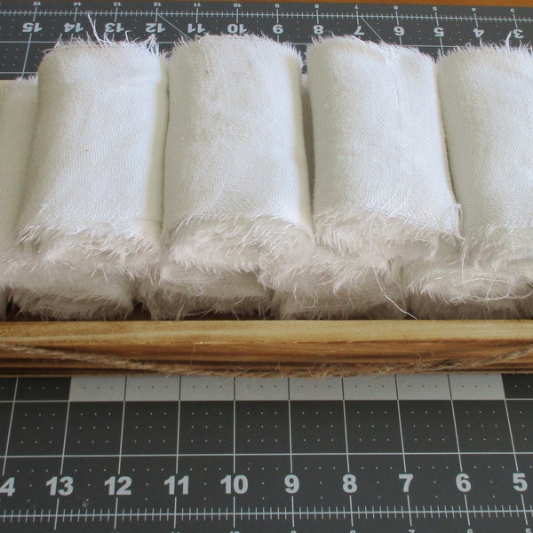 Hand Torn Irish Linen Damask Strips: Junk Journal, Scrapbook (3.5" x 65")