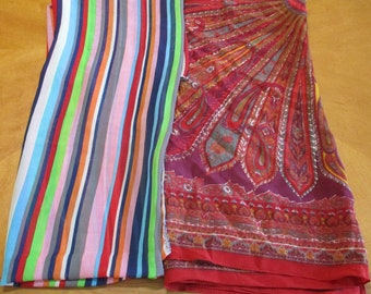 lot of 2 Vintage Scarfs Large Scarves  assorted colors design and texture