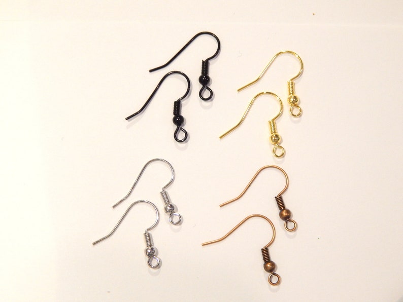 French FISH HOOK EARRING Wires Silver Gold Black Antique Etsy