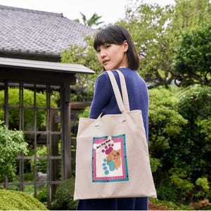 Dog Mom Cotton Canvas Tote Bag, Best Dog Mom Gift, Neutral Tote Bag with Adorable Dog, Pet Lover Tote Bag, Dog Lover Gift, Cab Canvas