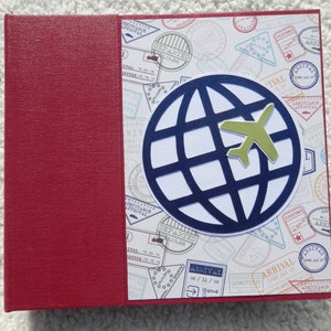 6 x 6 Vacation Travel Scrapbook Album Dark Red Navy Green