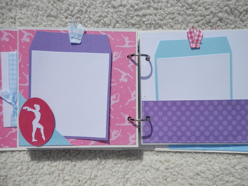 6x6 Premade Gymnastics Scrapbook Photo Album White Blue Purple Etsy