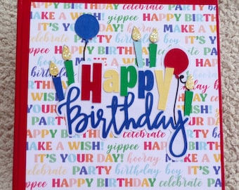 Álbum de recortes de feliz cumpleaños para niño de 6 x 6 pulgadas