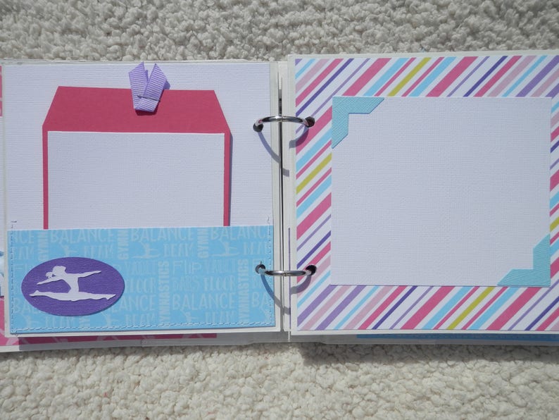 6x6 Premade Gymnastics Scrapbook Photo Album White Blue Purple Etsy