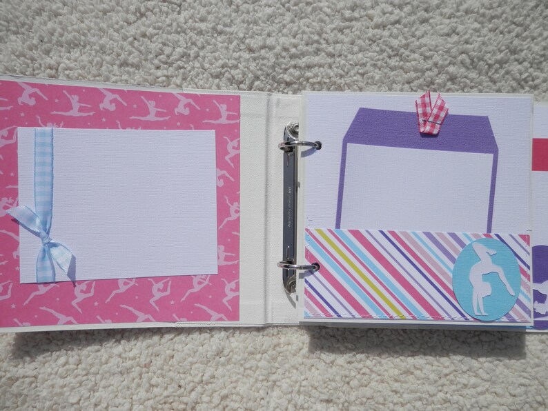 6x6 Premade Gymnastics Scrapbook Photo Album White Blue Purple Etsy