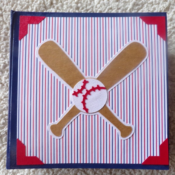 6x6 Red and Navy Blue Baseball Scrapbook Album