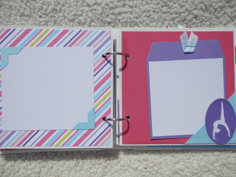 6x6 Premade Gymnastics Scrapbook Photo Album White Blue Purple Etsy