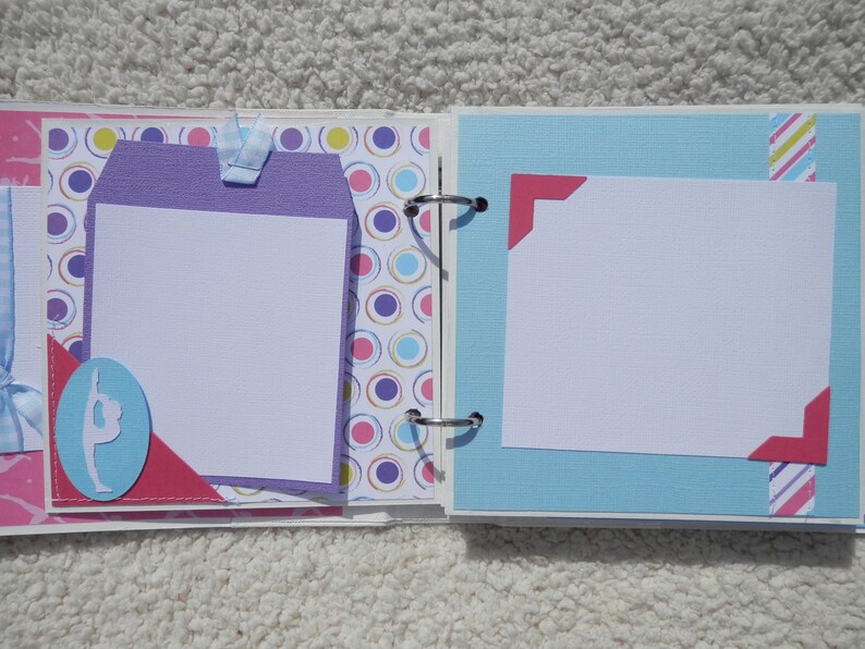 6x6 Premade Gymnastics Scrapbook Photo Album White Blue Purple Etsy