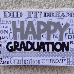 4x6 Chipboard Graduation Mini Scrapbook Album Black Grey White