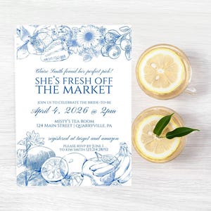 Fresh Off the Market Bridal Shower Invitation | Editable Canva Template | Rustic Farmers Market Theme | Printable Digital Download