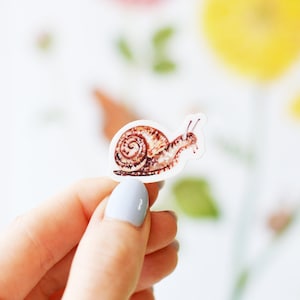 Tiny Snail Sticker, Die Cut 1x1, Handmade Vinyl Sticker from Acrylic Painting, Garden Snail image 1