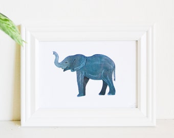 Elephant Good Luck Art Print 5"x7" Framed or Unframed, From Original Acrylic Painting