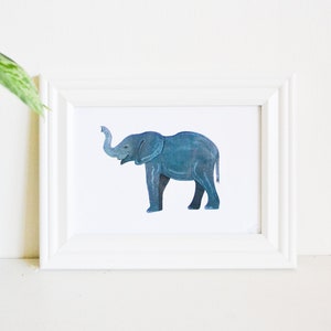 Elephant Good Luck Art Print 5x7 Framed or Unframed, From Original Acrylic Painting image 1