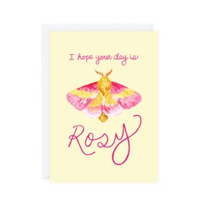 Espero que seu dia seja cartão de felicitações rosado, cartão de traça de bordo rosado de 5 "x 7", cartão de feliz aniversário de amor diário, qualquer ocasião, reciclado