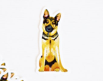 German Shepherd Sticker: Handmade Acrylic Painting, Waterproof Dog Decal