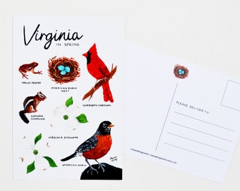 Virginia Postcard, 4"x6" Virginia in Spring Made from Original Acrylic Painting, Virginia Gift, Home Sick Gift
