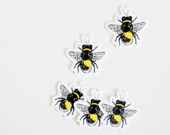 Tiny Bee Stickers 5-Pack or 10-Pack, Die Cut 1"x1" Handmade Vinyl Stickers, Bumblebee Sticker