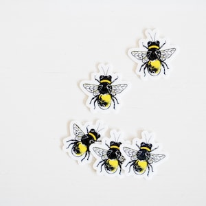 Tiny Bee Stickers 5-Pack or 10-Pack, Die Cut 1x1 Handmade Vinyl Stickers, Bumblebee Sticker image 1