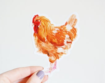 Rooster Sticker, Die Cut 3"x3", Handmade Vinyl Sticker from Acrylic Painting, Farm Sticker, Farmer, Chicken, Farm Animals